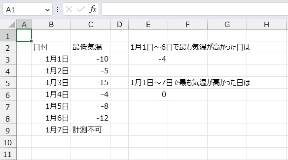 手順5.文字列を含めた最大値を求めることができました。