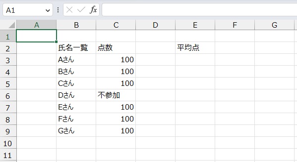 手順1.平均値を求めたいリストです。