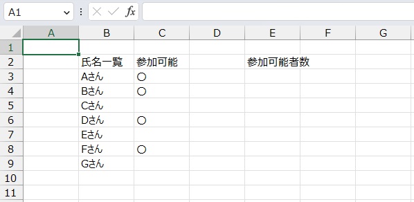 手順1.空白セル以外を数えたいリストです。