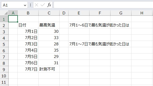 手順1.最小値を求めたいリストです。