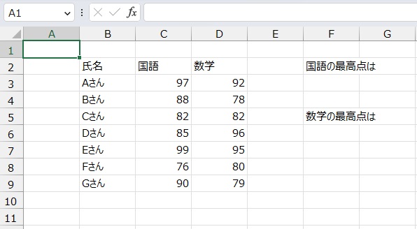 手順1.最大値を求めるリストです。