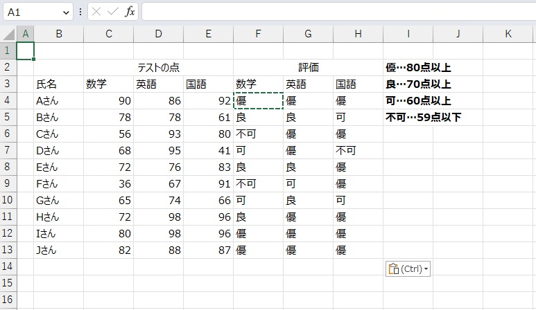 手順13.他のセルも同様に出すことができました。