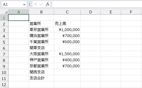 手順1.合計値を出したいリストです。