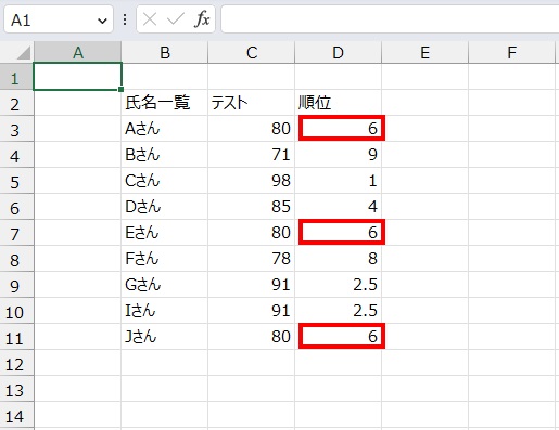 手順7.RANK.EQとの違い２です。