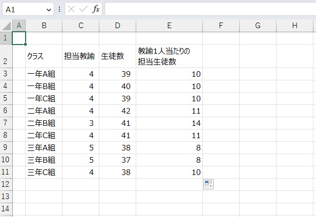 手順4.他のセルも同様に切り上げることができました。