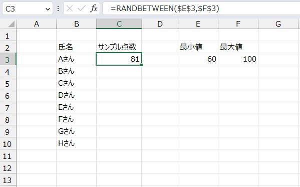 手順4.ランダムな数を作成することができました。