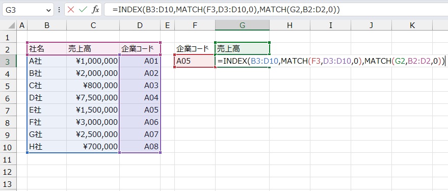 手順8.一致の型を入力します。