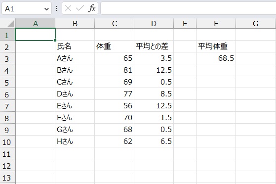 手順6.他のセルも同様に出すことができました。